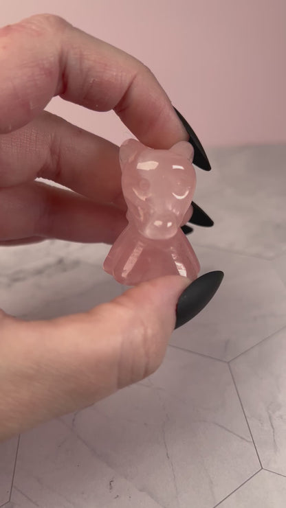 ONE (1) Stunning High Quality Rose Quartz Ghost Dog Carving