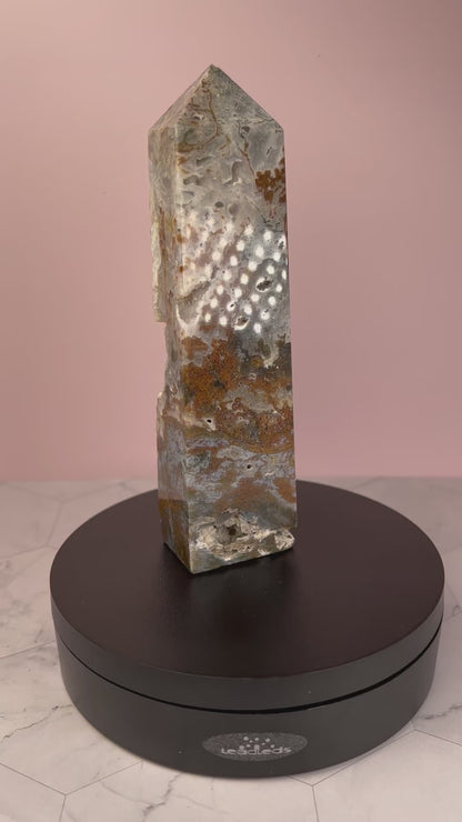 Stunning Druzy Moss Agate Tower