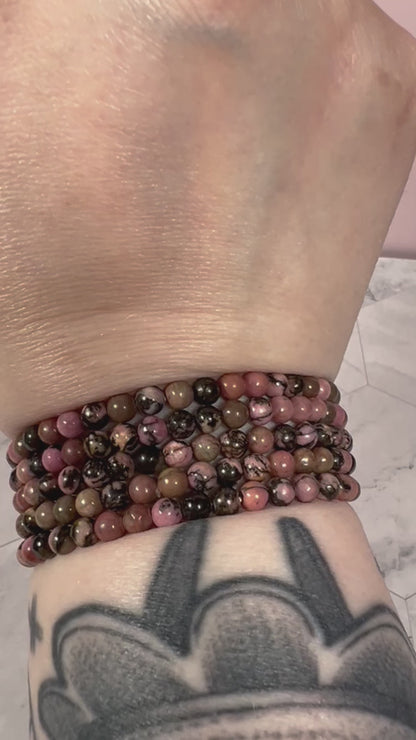 ONE (1) Stunning 4mm Rhodonite Crystal Bracelet - Intuitively Selected