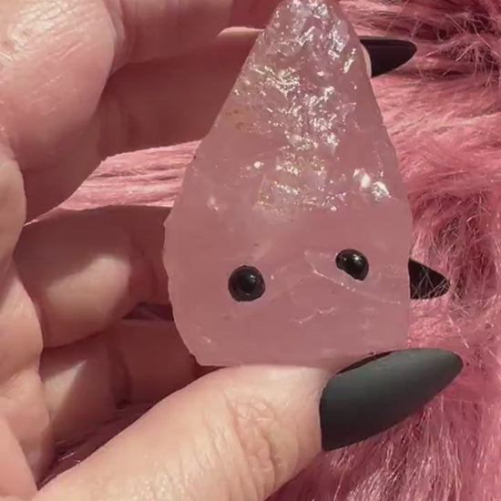 ONE (1) Stunning High Quality Rose Quartz Pet Rock Carving