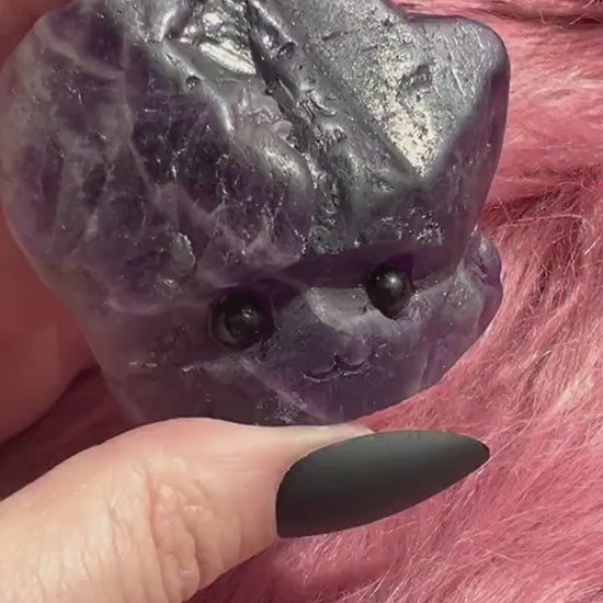 ONE (1) Stunning High Quality Amethyst Pet Rock Carving C