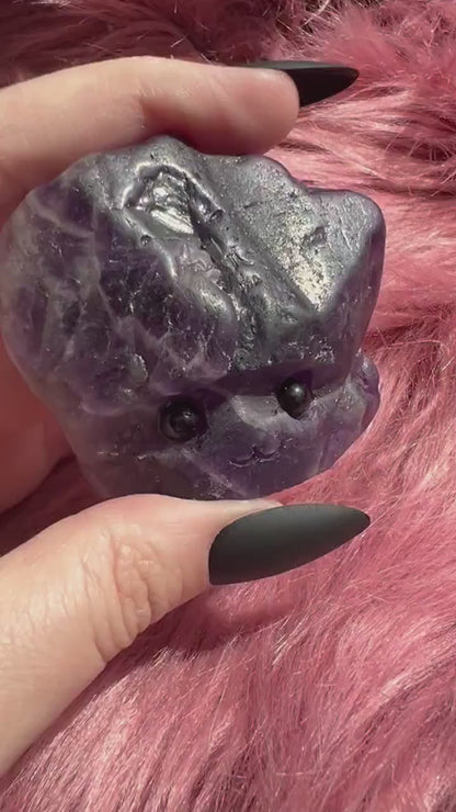 ONE (1) Stunning High Quality Amethyst Pet Rock Carving C