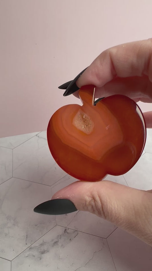 ONE (1) Stunning High Quality Carnelian Apple Carving B