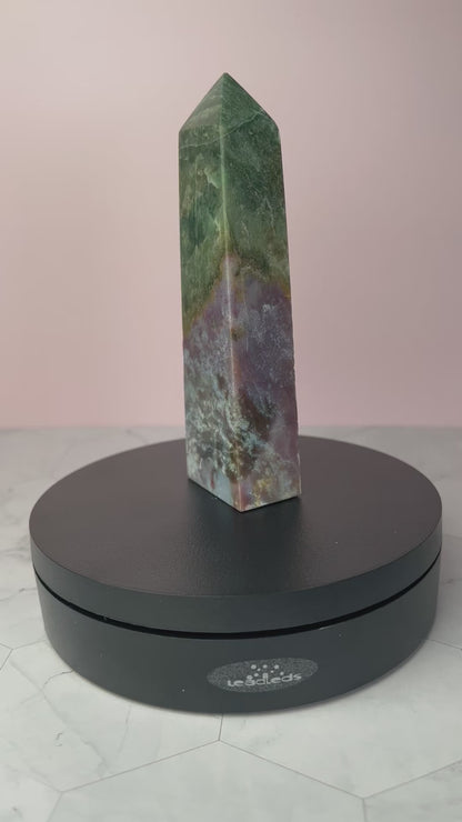 Stunning High Quality Purple Moss Agate x Sea Jasper Tower