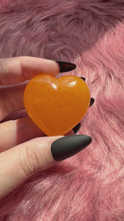 ONE (1) Stunning Juicy Orange Calcite Heart from Mexico - A