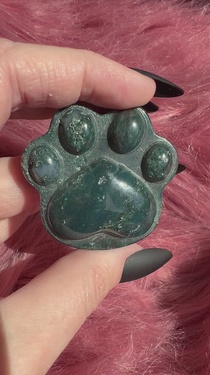 Stunning High Quality Moss Agate Paw Print B