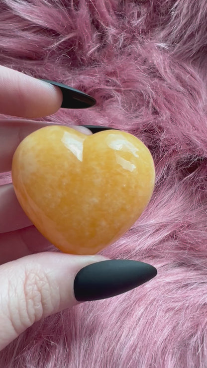 ONE (1) Stunning Juicy Orange Calcite Heart from Mexico - C