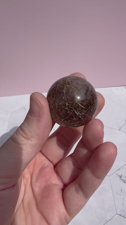 ONE (1) Stunning Golden Rutile Mini Crystal Sphere A