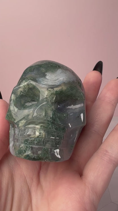 Stunning High Quality Moss Agate Skull E