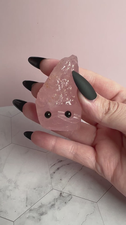 ONE (1) Stunning High Quality Rose Quartz Pet Rock Carving