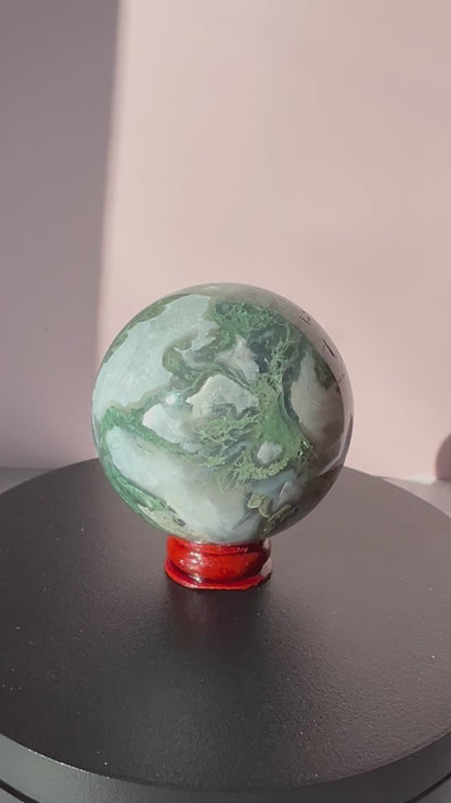 ONE (1) Stunning Moss Agate Crystal Sphere