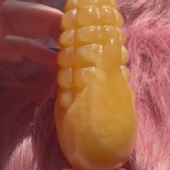 ONE (1) Stunning High Quality Yellow Calcite Corn Cob Carving