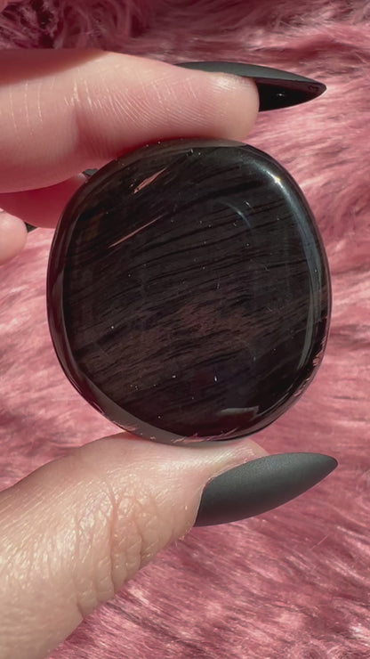 Stunning Midnight Lace Obsidian Pocket Stone - D