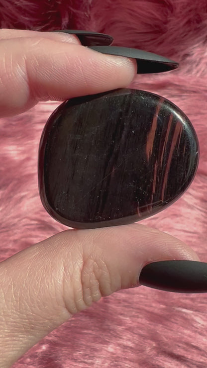 Stunning Midnight Lace Obsidian Pocket Stone - J