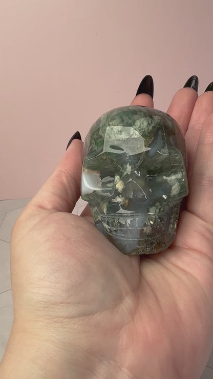 Stunning High Quality Moss Agate Skull I