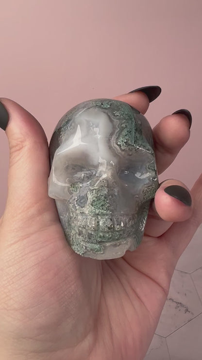 Stunning High Quality Moss Agate Skull B