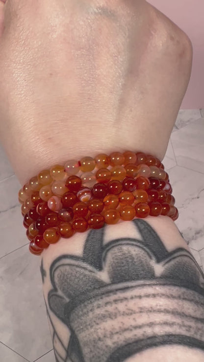 ONE (1) Stunning 6mm Carnelian Crystal Bracelet - Intuitively Selected