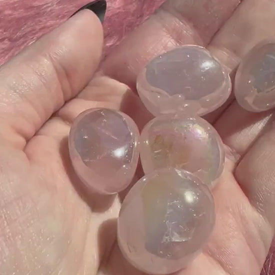 ONE (1) Stunning Aura Rose Quartz Tumble - Intuitively Picked