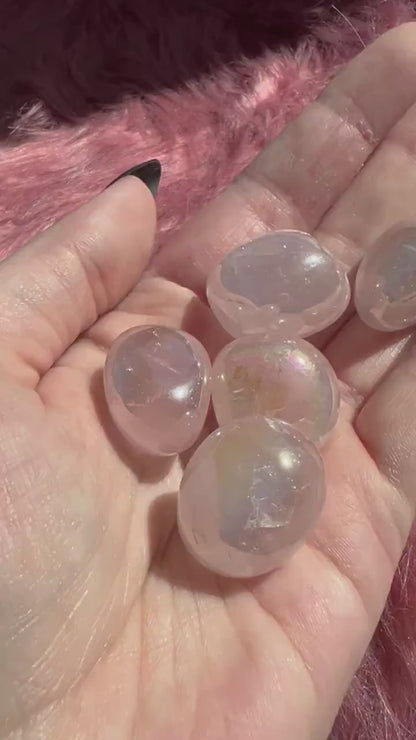 ONE (1) Stunning Aura Rose Quartz Tumble - Intuitively Picked