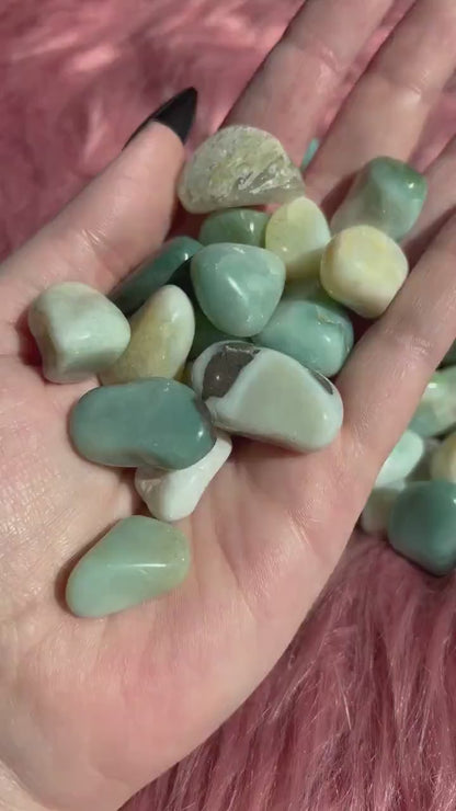 ONE (1) Stunning Green Flower Agate Tumble - Intuitively Picked