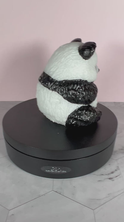 ONE (1) Stunning Painted Selenite Panda Bear Crystal Carving